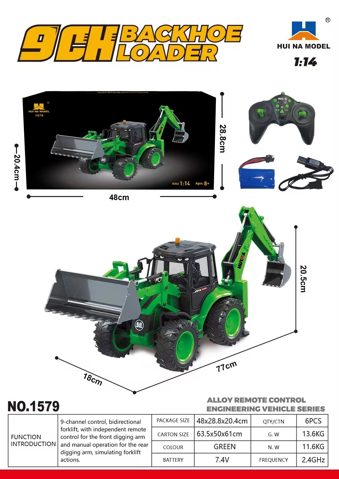 Venda nos EUA HUINA 1/14 1579  - Rc Excavator Hobby avaliação e preço